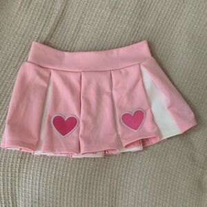 Dolls Kill Pink White Heart Pleated Micro Tennis Skirt Sabrina Carpenter Coquett